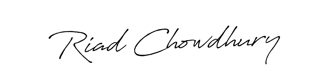 How to make Riad Chowdhury name signature. Use Antro_Vectra_Bolder style for creating short signs online. This is the latest handwritten sign. Riad Chowdhury signature style 7 images and pictures png