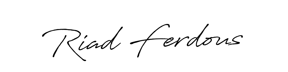 Use a signature maker to create a handwritten signature online. With this signature software, you can design (Antro_Vectra_Bolder) your own signature for name Riad Ferdous. Riad Ferdous signature style 7 images and pictures png