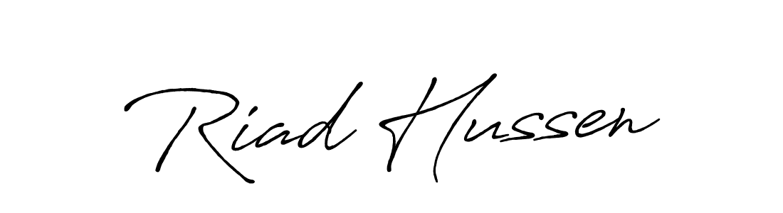 Create a beautiful signature design for name Riad Hussen. With this signature (Antro_Vectra_Bolder) fonts, you can make a handwritten signature for free. Riad Hussen signature style 7 images and pictures png