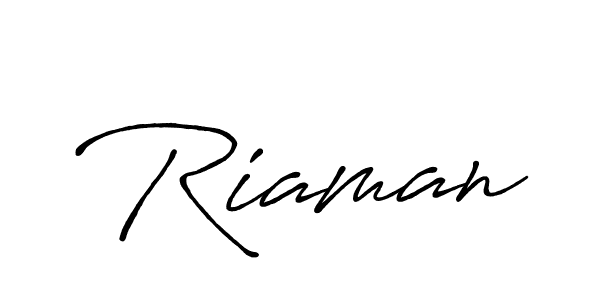 Design your own signature with our free online signature maker. With this signature software, you can create a handwritten (Antro_Vectra_Bolder) signature for name Riaman. Riaman signature style 7 images and pictures png