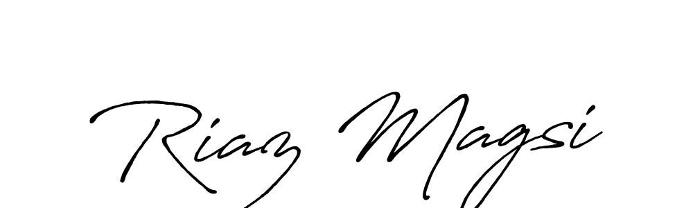 Antro_Vectra_Bolder is a professional signature style that is perfect for those who want to add a touch of class to their signature. It is also a great choice for those who want to make their signature more unique. Get Riaz Magsi name to fancy signature for free. Riaz Magsi signature style 7 images and pictures png