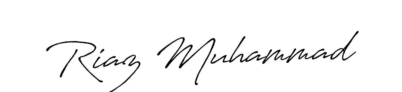 How to make Riaz Muhammad name signature. Use Antro_Vectra_Bolder style for creating short signs online. This is the latest handwritten sign. Riaz Muhammad signature style 7 images and pictures png