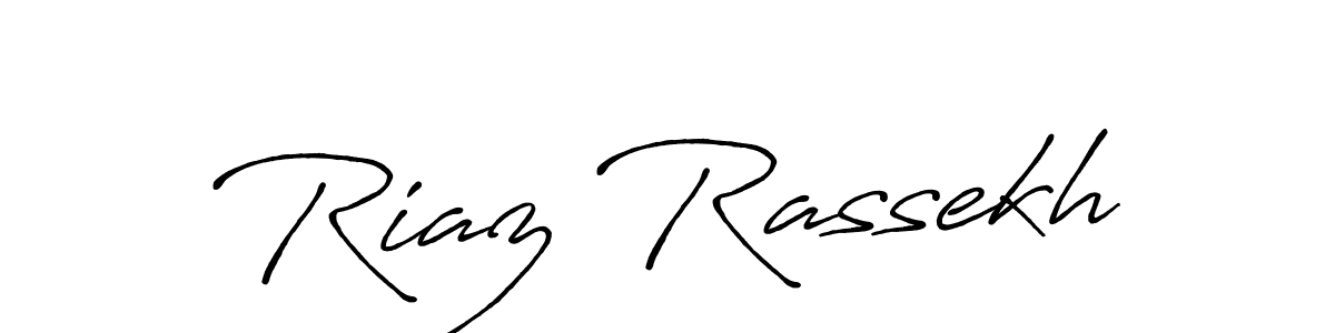 Use a signature maker to create a handwritten signature online. With this signature software, you can design (Antro_Vectra_Bolder) your own signature for name Riaz Rassekh. Riaz Rassekh signature style 7 images and pictures png