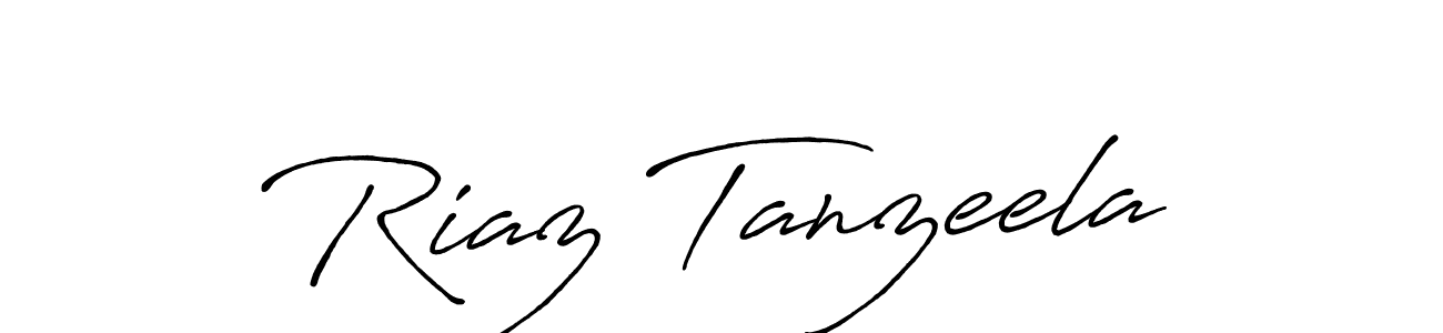 How to make Riaz Tanzeela name signature. Use Antro_Vectra_Bolder style for creating short signs online. This is the latest handwritten sign. Riaz Tanzeela signature style 7 images and pictures png