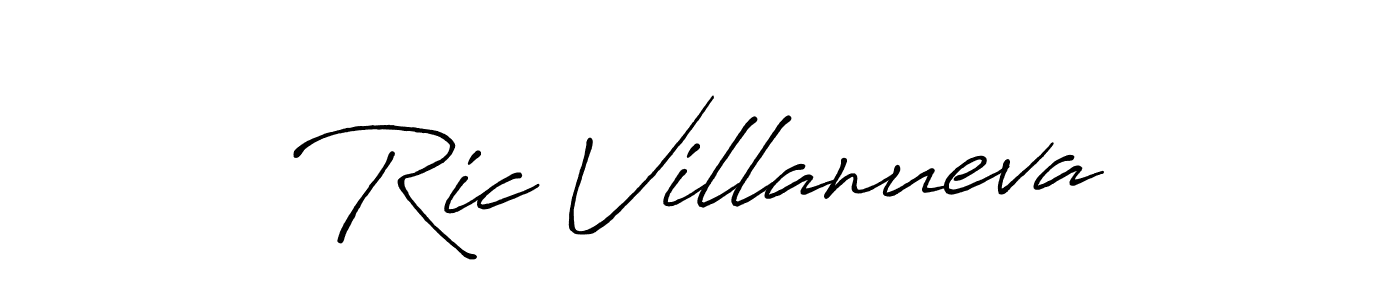 How to make Ric Villanueva name signature. Use Antro_Vectra_Bolder style for creating short signs online. This is the latest handwritten sign. Ric Villanueva signature style 7 images and pictures png
