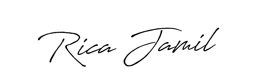 Make a beautiful signature design for name Rica Jamil. With this signature (Antro_Vectra_Bolder) style, you can create a handwritten signature for free. Rica Jamil signature style 7 images and pictures png