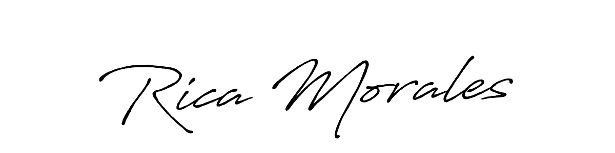 The best way (Antro_Vectra_Bolder) to make a short signature is to pick only two or three words in your name. The name Rica Morales include a total of six letters. For converting this name. Rica Morales signature style 7 images and pictures png