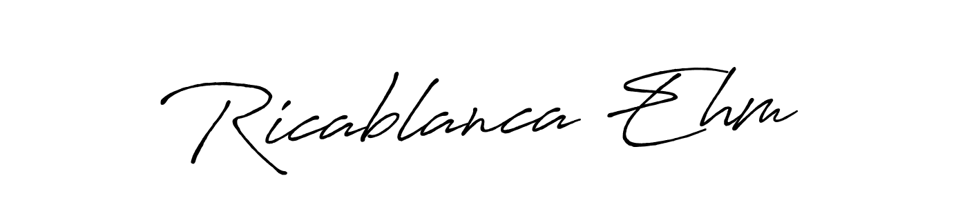 Use a signature maker to create a handwritten signature online. With this signature software, you can design (Antro_Vectra_Bolder) your own signature for name Ricablanca Ehm. Ricablanca Ehm signature style 7 images and pictures png