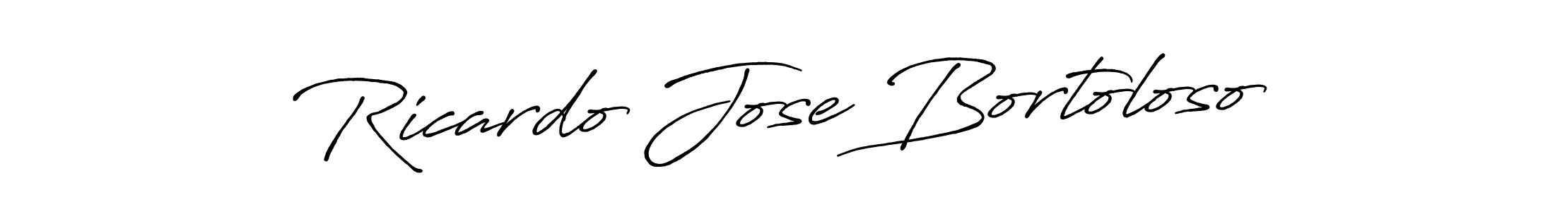 The best way (Antro_Vectra_Bolder) to make a short signature is to pick only two or three words in your name. The name Ricardo Jose Bortoloso include a total of six letters. For converting this name. Ricardo Jose Bortoloso signature style 7 images and pictures png