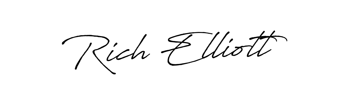 How to make Rich Elliott name signature. Use Antro_Vectra_Bolder style for creating short signs online. This is the latest handwritten sign. Rich Elliott signature style 7 images and pictures png