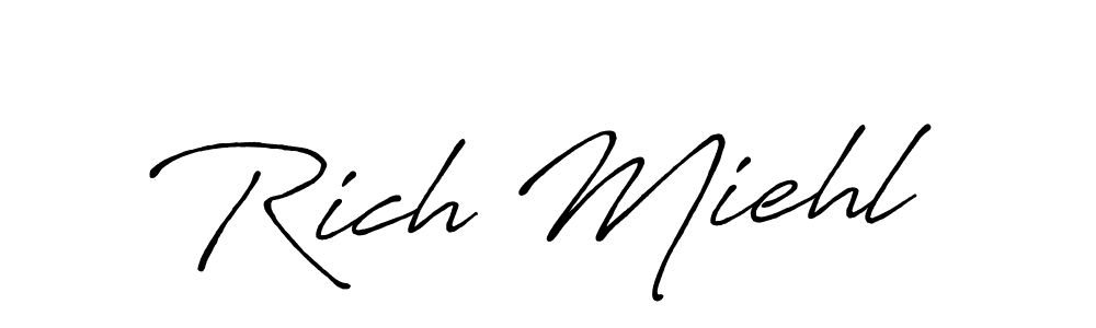The best way (Antro_Vectra_Bolder) to make a short signature is to pick only two or three words in your name. The name Rich Miehl include a total of six letters. For converting this name. Rich Miehl signature style 7 images and pictures png