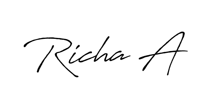 Also You can easily find your signature by using the search form. We will create Richa A name handwritten signature images for you free of cost using Antro_Vectra_Bolder sign style. Richa A signature style 7 images and pictures png