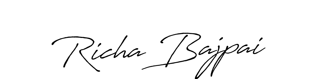 Antro_Vectra_Bolder is a professional signature style that is perfect for those who want to add a touch of class to their signature. It is also a great choice for those who want to make their signature more unique. Get Richa Bajpai name to fancy signature for free. Richa Bajpai signature style 7 images and pictures png