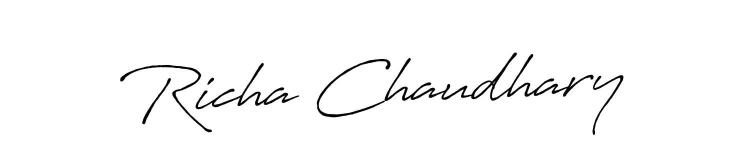Make a beautiful signature design for name Richa Chaudhary. With this signature (Antro_Vectra_Bolder) style, you can create a handwritten signature for free. Richa Chaudhary signature style 7 images and pictures png