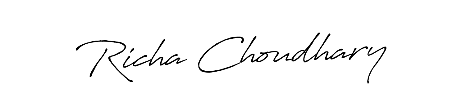 Make a beautiful signature design for name Richa Choudhary. With this signature (Antro_Vectra_Bolder) style, you can create a handwritten signature for free. Richa Choudhary signature style 7 images and pictures png