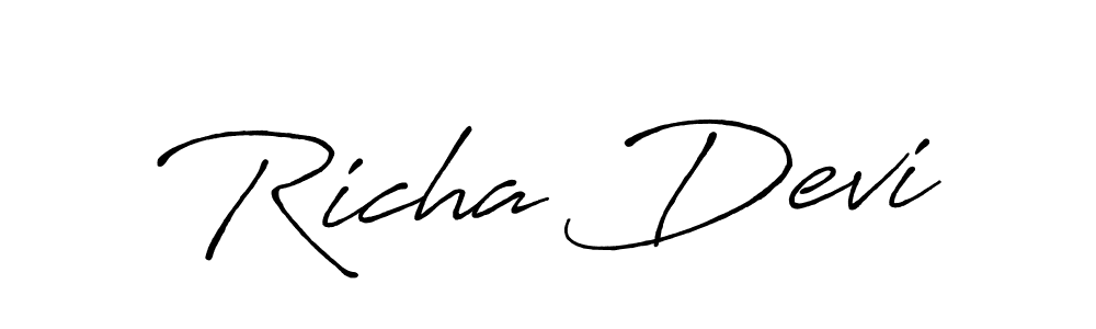 How to make Richa Devi name signature. Use Antro_Vectra_Bolder style for creating short signs online. This is the latest handwritten sign. Richa Devi signature style 7 images and pictures png