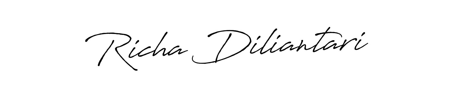 How to make Richa Diliantari name signature. Use Antro_Vectra_Bolder style for creating short signs online. This is the latest handwritten sign. Richa Diliantari signature style 7 images and pictures png
