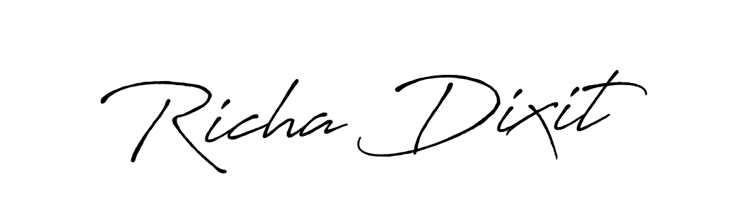 Make a beautiful signature design for name Richa Dixit. With this signature (Antro_Vectra_Bolder) style, you can create a handwritten signature for free. Richa Dixit signature style 7 images and pictures png