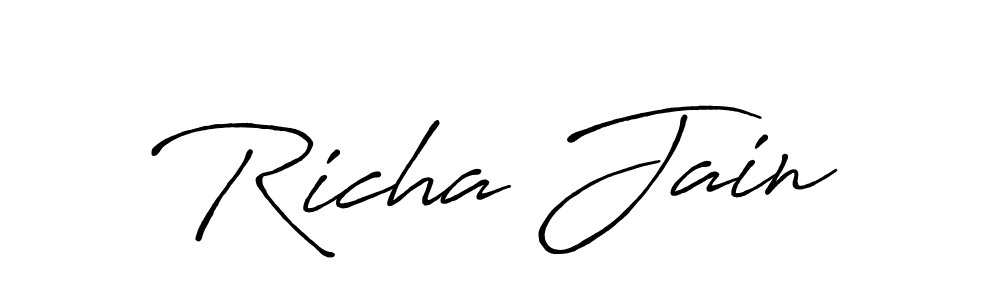 Antro_Vectra_Bolder is a professional signature style that is perfect for those who want to add a touch of class to their signature. It is also a great choice for those who want to make their signature more unique. Get Richa Jain name to fancy signature for free. Richa Jain signature style 7 images and pictures png