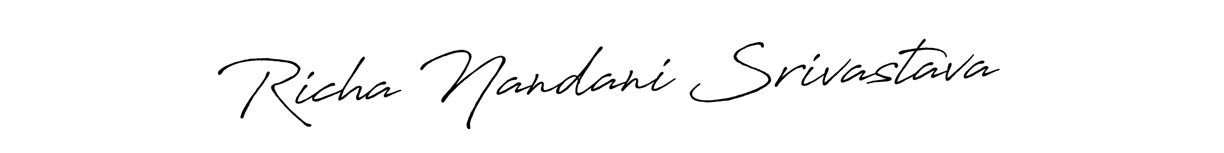 Create a beautiful signature design for name Richa Nandani Srivastava. With this signature (Antro_Vectra_Bolder) fonts, you can make a handwritten signature for free. Richa Nandani Srivastava signature style 7 images and pictures png