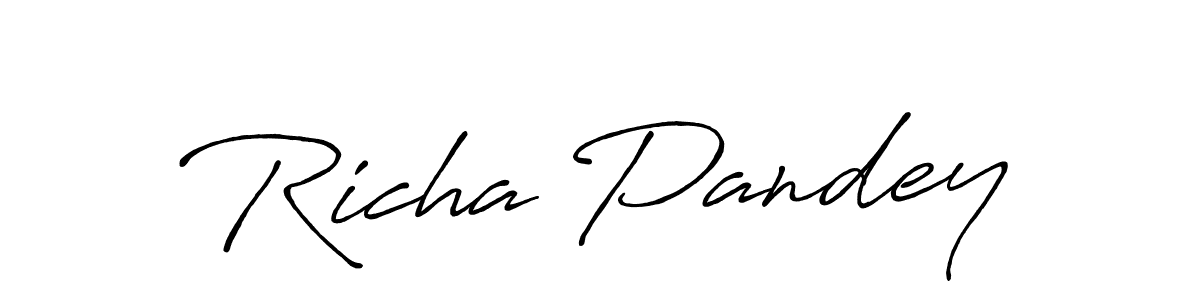 Richa Pandey stylish signature style. Best Handwritten Sign (Antro_Vectra_Bolder) for my name. Handwritten Signature Collection Ideas for my name Richa Pandey. Richa Pandey signature style 7 images and pictures png