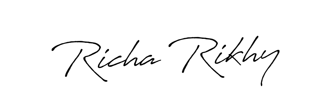 You should practise on your own different ways (Antro_Vectra_Bolder) to write your name (Richa Rikhy) in signature. don't let someone else do it for you. Richa Rikhy signature style 7 images and pictures png