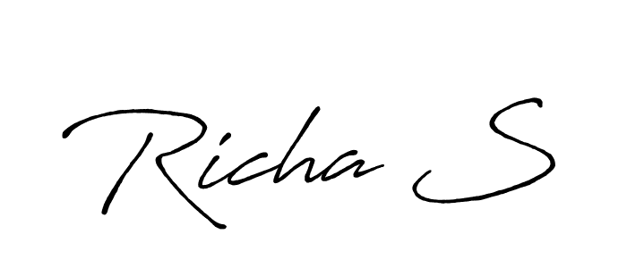 You should practise on your own different ways (Antro_Vectra_Bolder) to write your name (Richa S) in signature. don't let someone else do it for you. Richa S signature style 7 images and pictures png