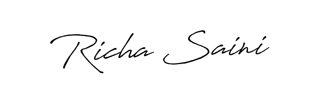 You should practise on your own different ways (Antro_Vectra_Bolder) to write your name (Richa Saini) in signature. don't let someone else do it for you. Richa Saini signature style 7 images and pictures png