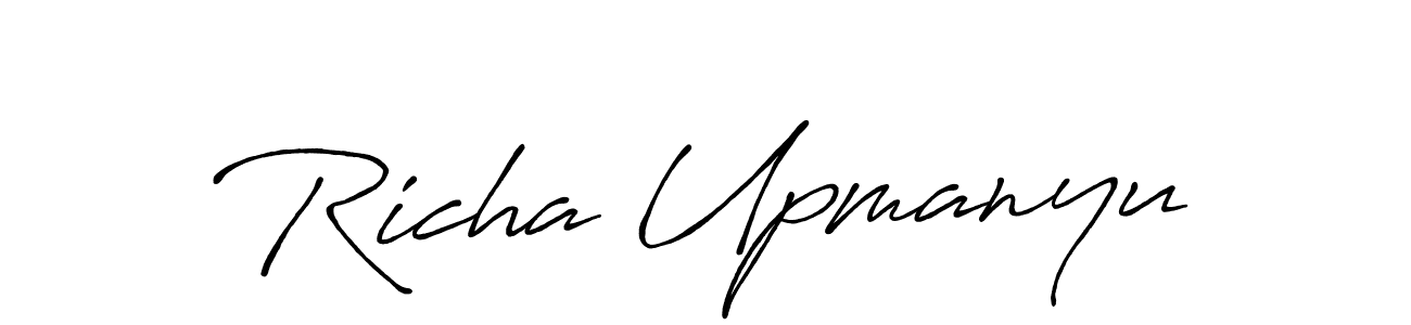 You should practise on your own different ways (Antro_Vectra_Bolder) to write your name (Richa Upmanyu) in signature. don't let someone else do it for you. Richa Upmanyu signature style 7 images and pictures png