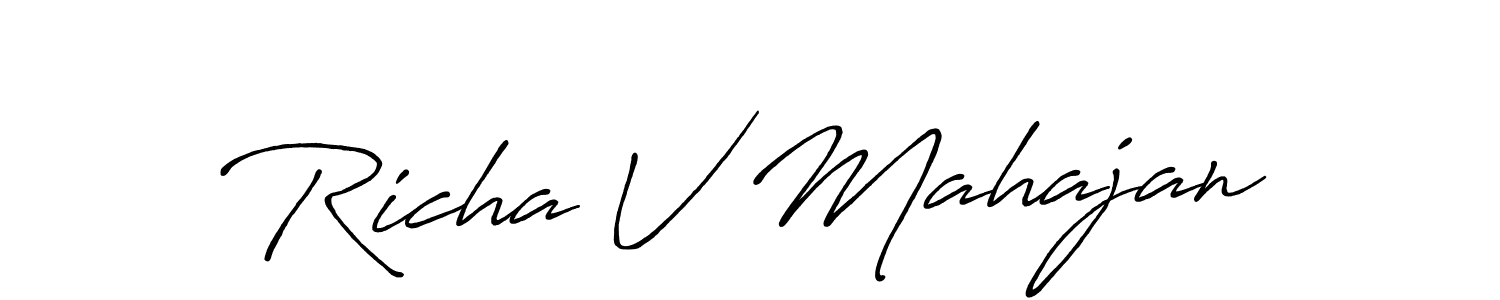 Design your own signature with our free online signature maker. With this signature software, you can create a handwritten (Antro_Vectra_Bolder) signature for name Richa V Mahajan. Richa V Mahajan signature style 7 images and pictures png