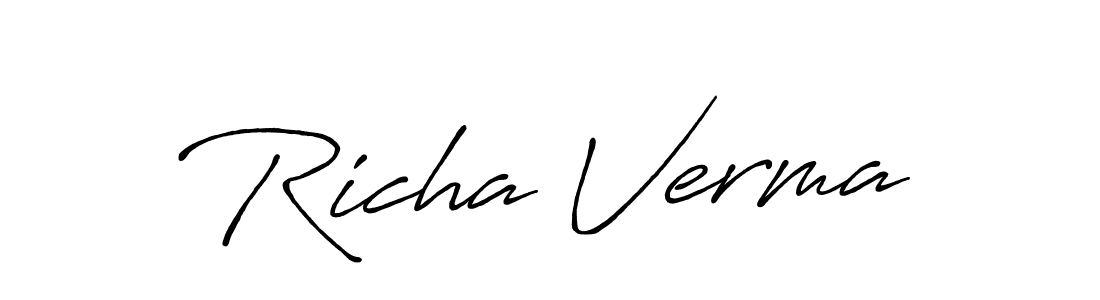 Make a beautiful signature design for name Richa Verma. With this signature (Antro_Vectra_Bolder) style, you can create a handwritten signature for free. Richa Verma signature style 7 images and pictures png