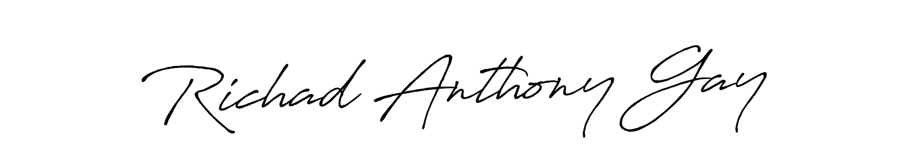 You can use this online signature creator to create a handwritten signature for the name Richad Anthony Gay. This is the best online autograph maker. Richad Anthony Gay signature style 7 images and pictures png