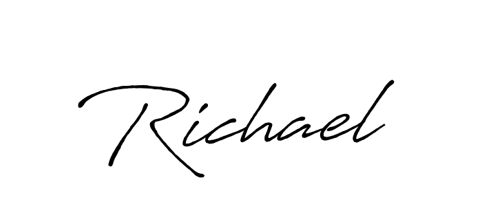 How to make Richael name signature. Use Antro_Vectra_Bolder style for creating short signs online. This is the latest handwritten sign. Richael signature style 7 images and pictures png