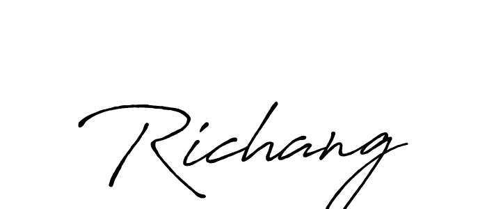 The best way (Antro_Vectra_Bolder) to make a short signature is to pick only two or three words in your name. The name Richang include a total of six letters. For converting this name. Richang signature style 7 images and pictures png