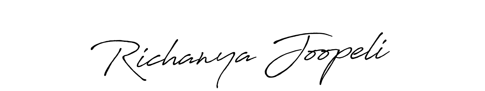 Antro_Vectra_Bolder is a professional signature style that is perfect for those who want to add a touch of class to their signature. It is also a great choice for those who want to make their signature more unique. Get Richanya Joopeli name to fancy signature for free. Richanya Joopeli signature style 7 images and pictures png