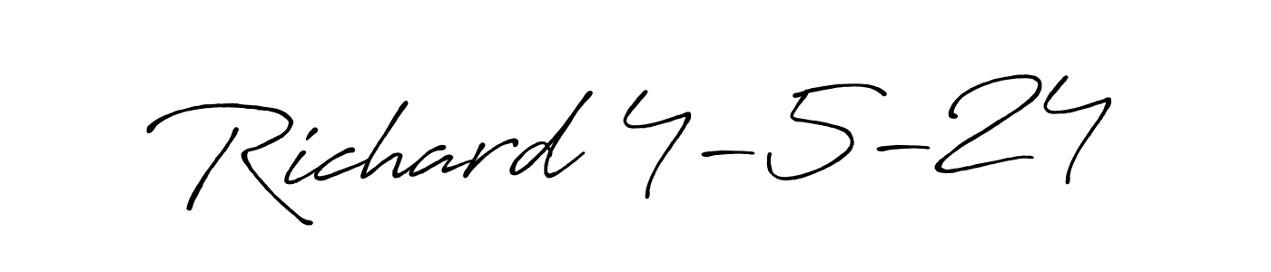 The best way (Antro_Vectra_Bolder) to make a short signature is to pick only two or three words in your name. The name Richard 4-5-24 include a total of six letters. For converting this name. Richard 4-5-24 signature style 7 images and pictures png