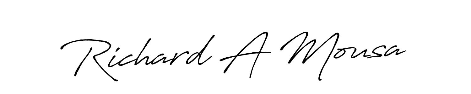 Use a signature maker to create a handwritten signature online. With this signature software, you can design (Antro_Vectra_Bolder) your own signature for name Richard A Mousa. Richard A Mousa signature style 7 images and pictures png