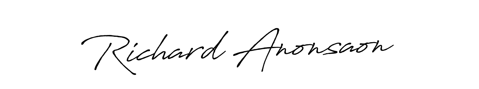 Make a beautiful signature design for name Richard Anonsaon. With this signature (Antro_Vectra_Bolder) style, you can create a handwritten signature for free. Richard Anonsaon signature style 7 images and pictures png