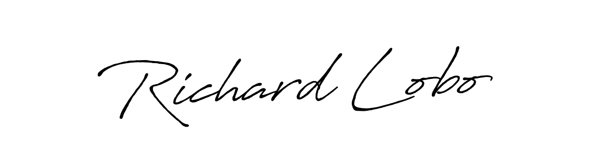 How to make Richard Lobo name signature. Use Antro_Vectra_Bolder style for creating short signs online. This is the latest handwritten sign. Richard Lobo signature style 7 images and pictures png