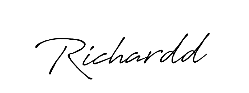 The best way (Antro_Vectra_Bolder) to make a short signature is to pick only two or three words in your name. The name Richardd include a total of six letters. For converting this name. Richardd signature style 7 images and pictures png