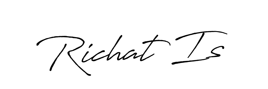 if you are searching for the best signature style for your name Richat Is. so please give up your signature search. here we have designed multiple signature styles  using Antro_Vectra_Bolder. Richat Is signature style 7 images and pictures png