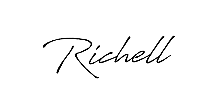 You should practise on your own different ways (Antro_Vectra_Bolder) to write your name (Richell) in signature. don't let someone else do it for you. Richell signature style 7 images and pictures png