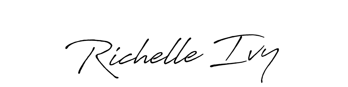 How to make Richelle Ivy name signature. Use Antro_Vectra_Bolder style for creating short signs online. This is the latest handwritten sign. Richelle Ivy signature style 7 images and pictures png