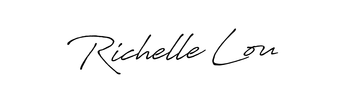 You should practise on your own different ways (Antro_Vectra_Bolder) to write your name (Richelle Lou) in signature. don't let someone else do it for you. Richelle Lou signature style 7 images and pictures png