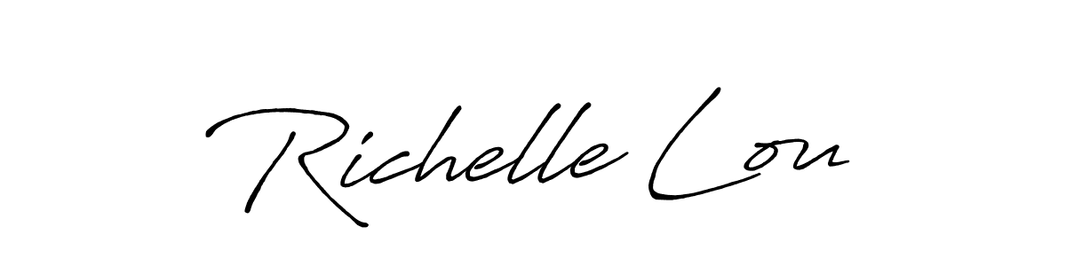 Also You can easily find your signature by using the search form. We will create Richelle Lou name handwritten signature images for you free of cost using Antro_Vectra_Bolder sign style. Richelle Lou signature style 7 images and pictures png