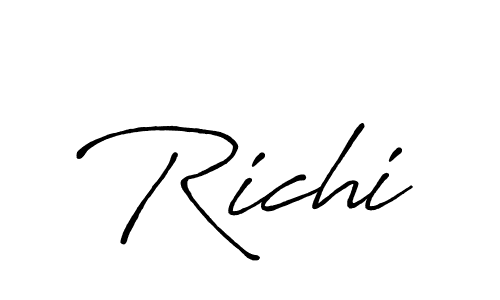 The best way (Antro_Vectra_Bolder) to make a short signature is to pick only two or three words in your name. The name Richi include a total of six letters. For converting this name. Richi signature style 7 images and pictures png