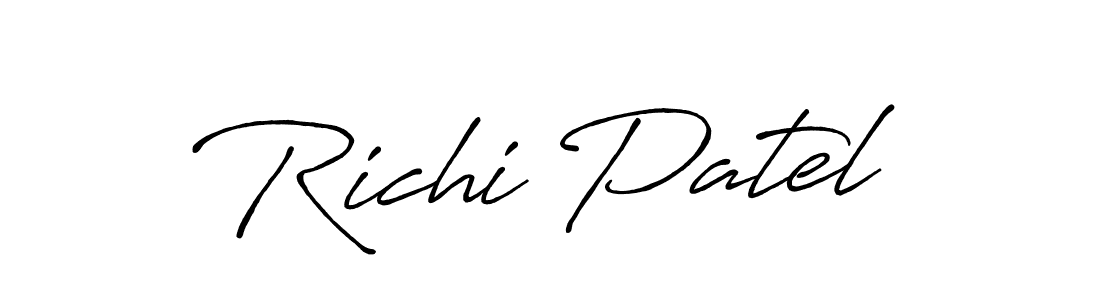 How to make Richi Patel name signature. Use Antro_Vectra_Bolder style for creating short signs online. This is the latest handwritten sign. Richi Patel signature style 7 images and pictures png