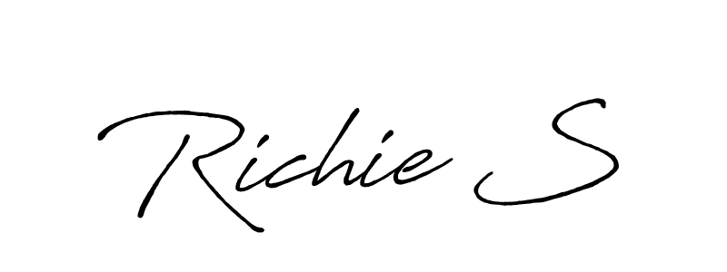 Similarly Antro_Vectra_Bolder is the best handwritten signature design. Signature creator online .You can use it as an online autograph creator for name Richie S. Richie S signature style 7 images and pictures png