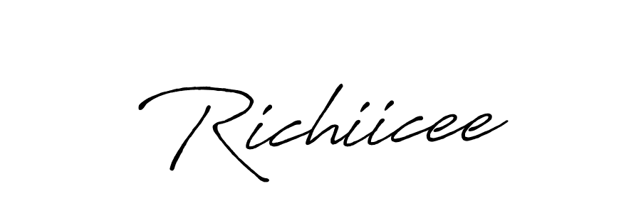 if you are searching for the best signature style for your name Richiicee. so please give up your signature search. here we have designed multiple signature styles  using Antro_Vectra_Bolder. Richiicee signature style 7 images and pictures png