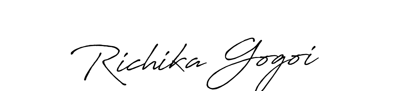Richika Gogoi stylish signature style. Best Handwritten Sign (Antro_Vectra_Bolder) for my name. Handwritten Signature Collection Ideas for my name Richika Gogoi. Richika Gogoi signature style 7 images and pictures png